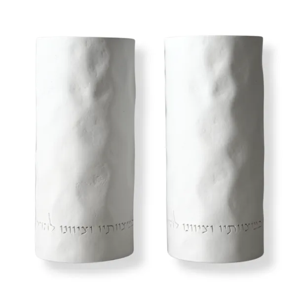 זוג פמוטי שבת גלים צבע לבן