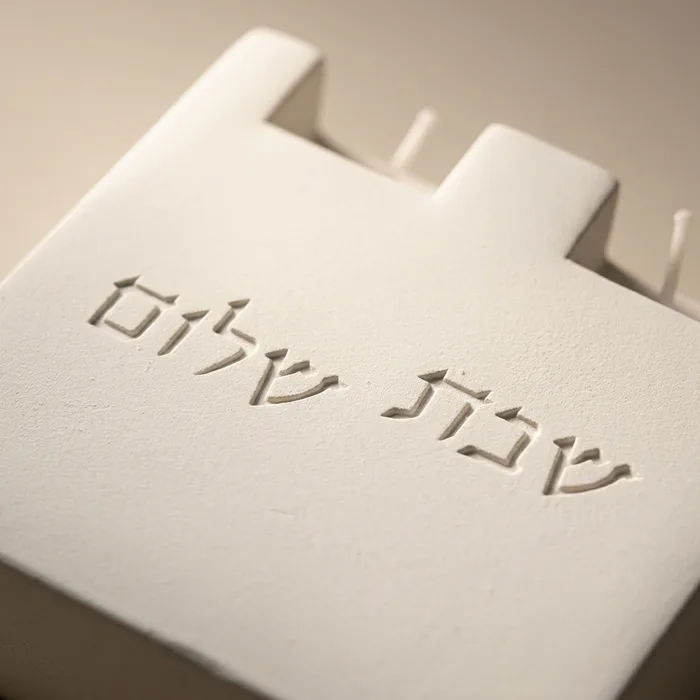 זוג פמוטי “שבת שלום” – לבן