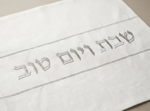 כיסוי חלה פשתן “שבת ויום טוב” – לבן