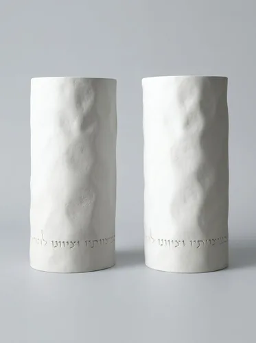 זוג פמוטי שבת גלים צבע לבן