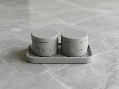 סט מלח פלפל בטון בגוון אפור