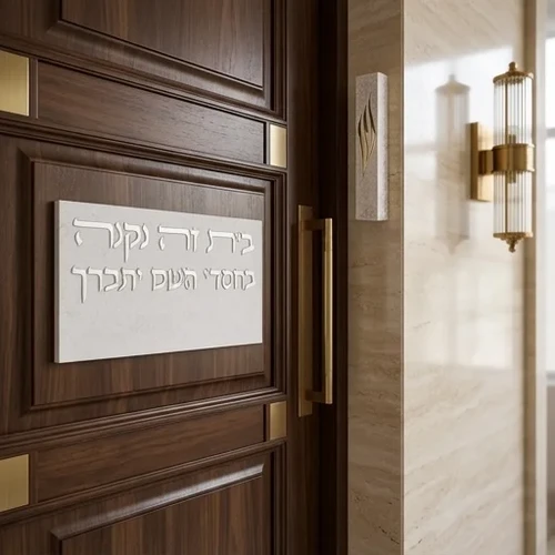 סט מזוזה + שלט כניסה מפולימר - גוון בטון כסף